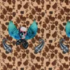 Coupon 100 cm x 150 cm Tissu polyester Winged skull - sable