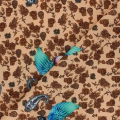 Coupon 100 cm x 150 cm Tissu polyester Winged skull - sable