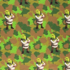 Coupon 100 cm x 140 cm Tissu sweat léger Camo Shrek - vert