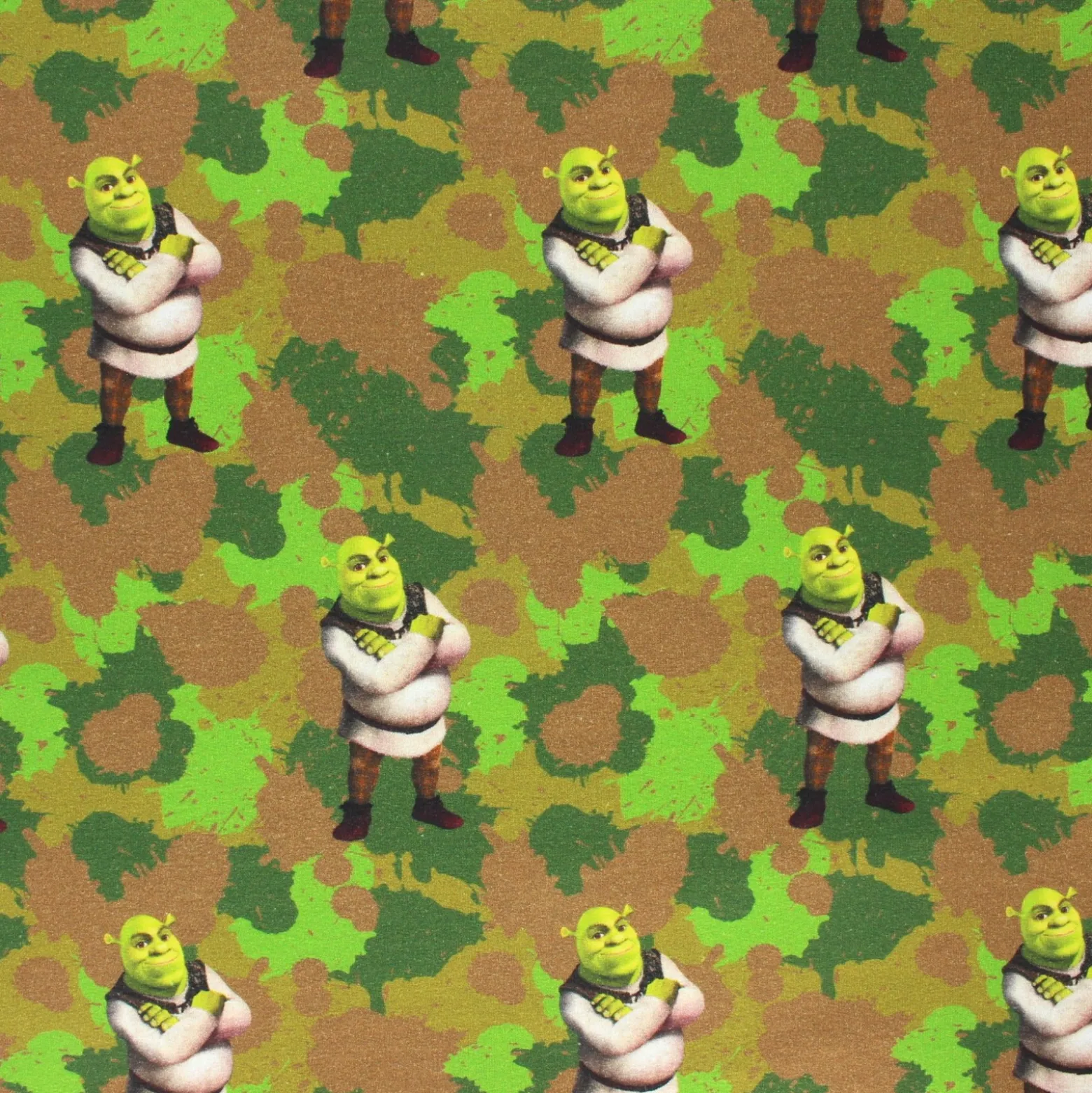Coupon 100 cm x 140 cm Tissu sweat léger Camo Shrek - vert