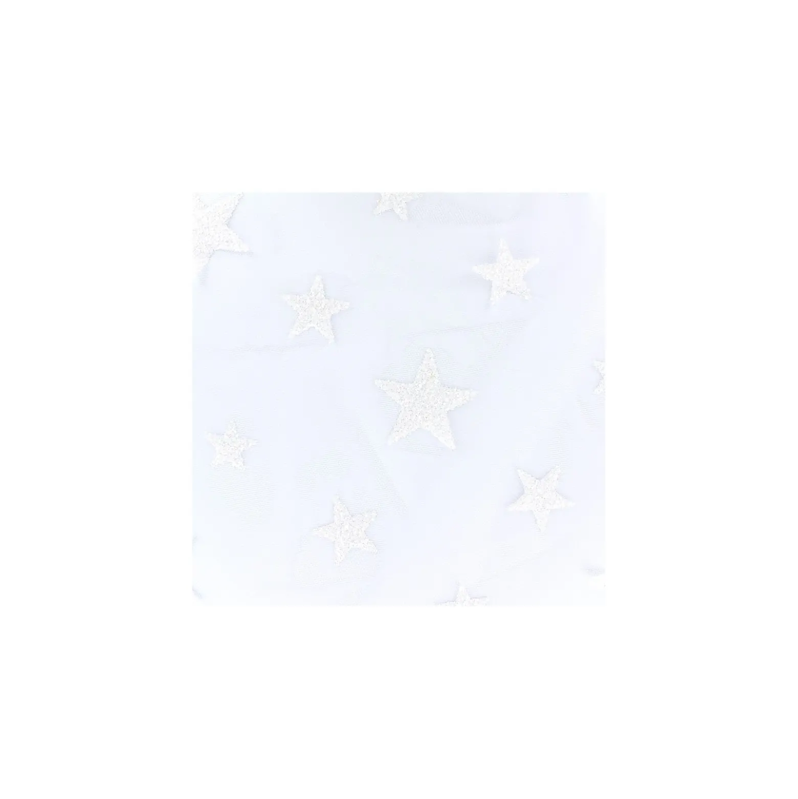 Coupon 100 cm x 140 cm Tissu tulle floqué haute qualité Stars - blanc