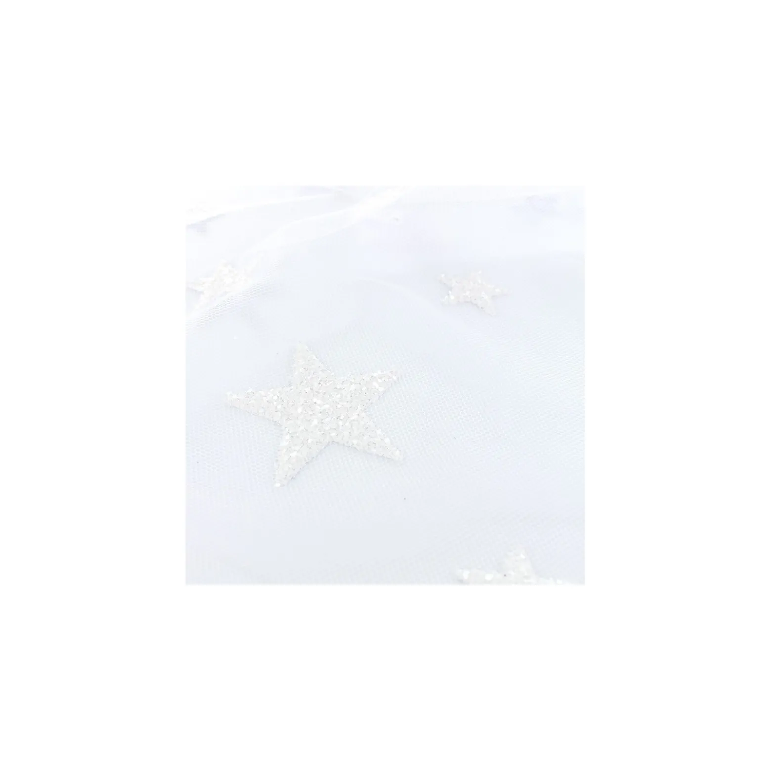 Coupon 100 cm x 140 cm Tissu tulle floqué haute qualité Stars - blanc