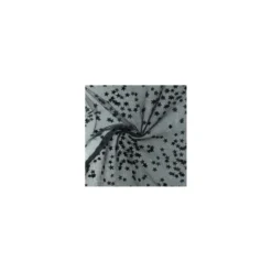 Coupon 100 cm x 135 cm Tissu tulle floqué haute qualité étoile - noir