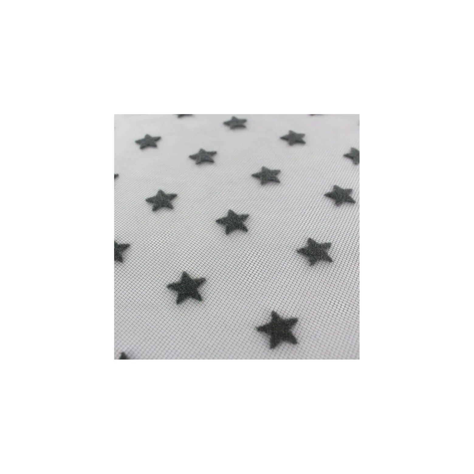 Coupon 100 cm x 145 cm Tulle luxe floqué Etoiles inox/gris