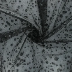 Coupon 100 cm x 140 cm Tulle pastilles paillettées noir