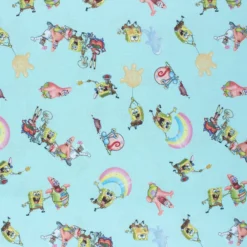 Coupon tissu coton cretonne Bob's friends - vert d'eau (50 cm x 150 cm)