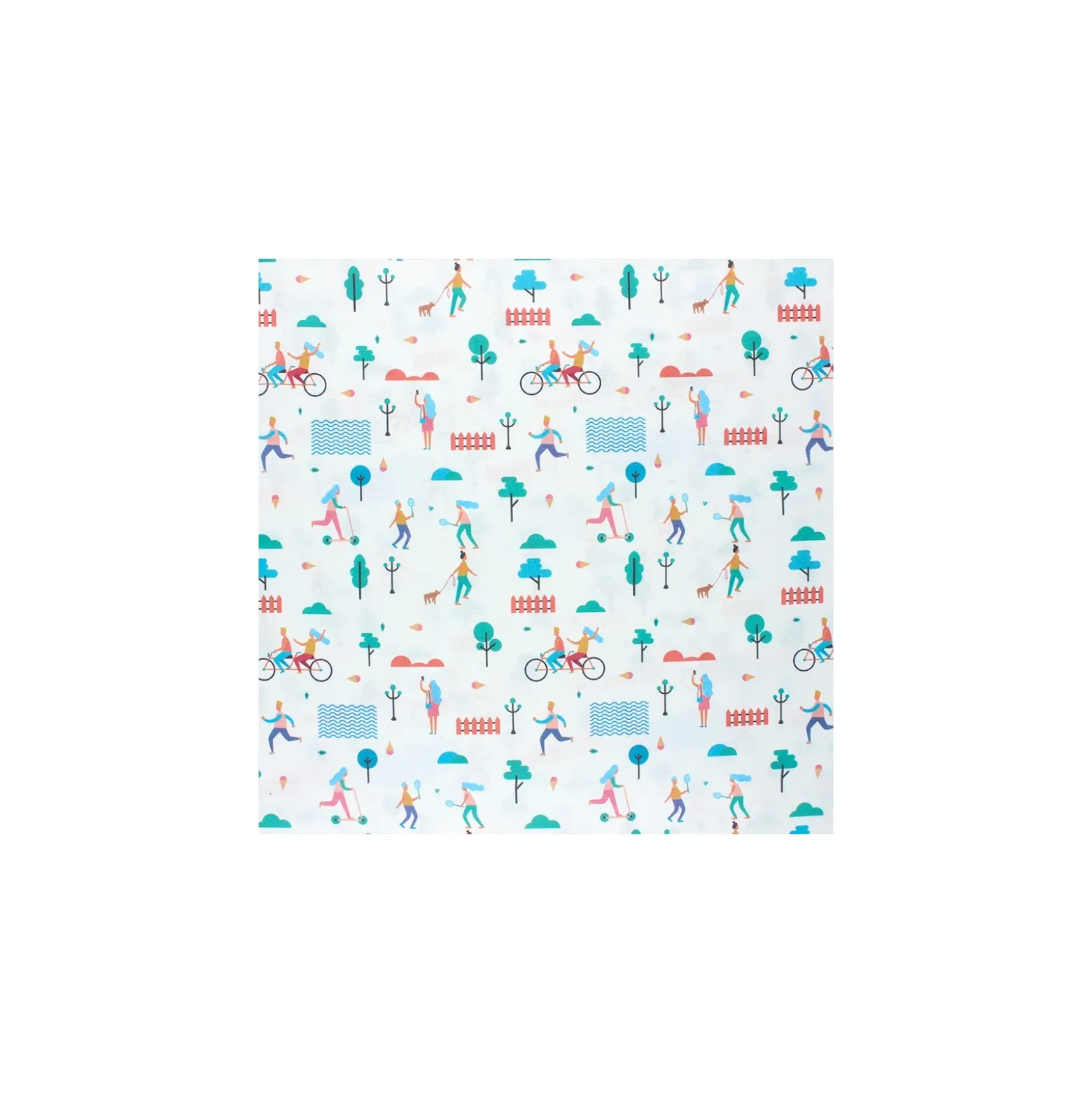Coupon tissu coton cretonne Journée au parc - blanc (50 cm x 140 cm)