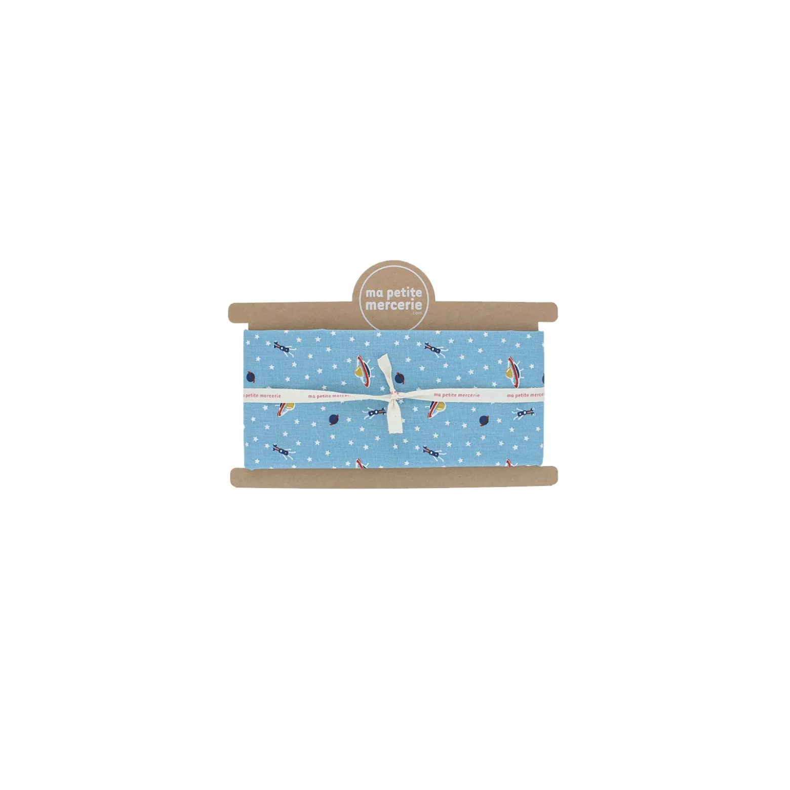 Coupon tissu coton cretonne Martiens - bleu clair (50 cm x 150 cm)