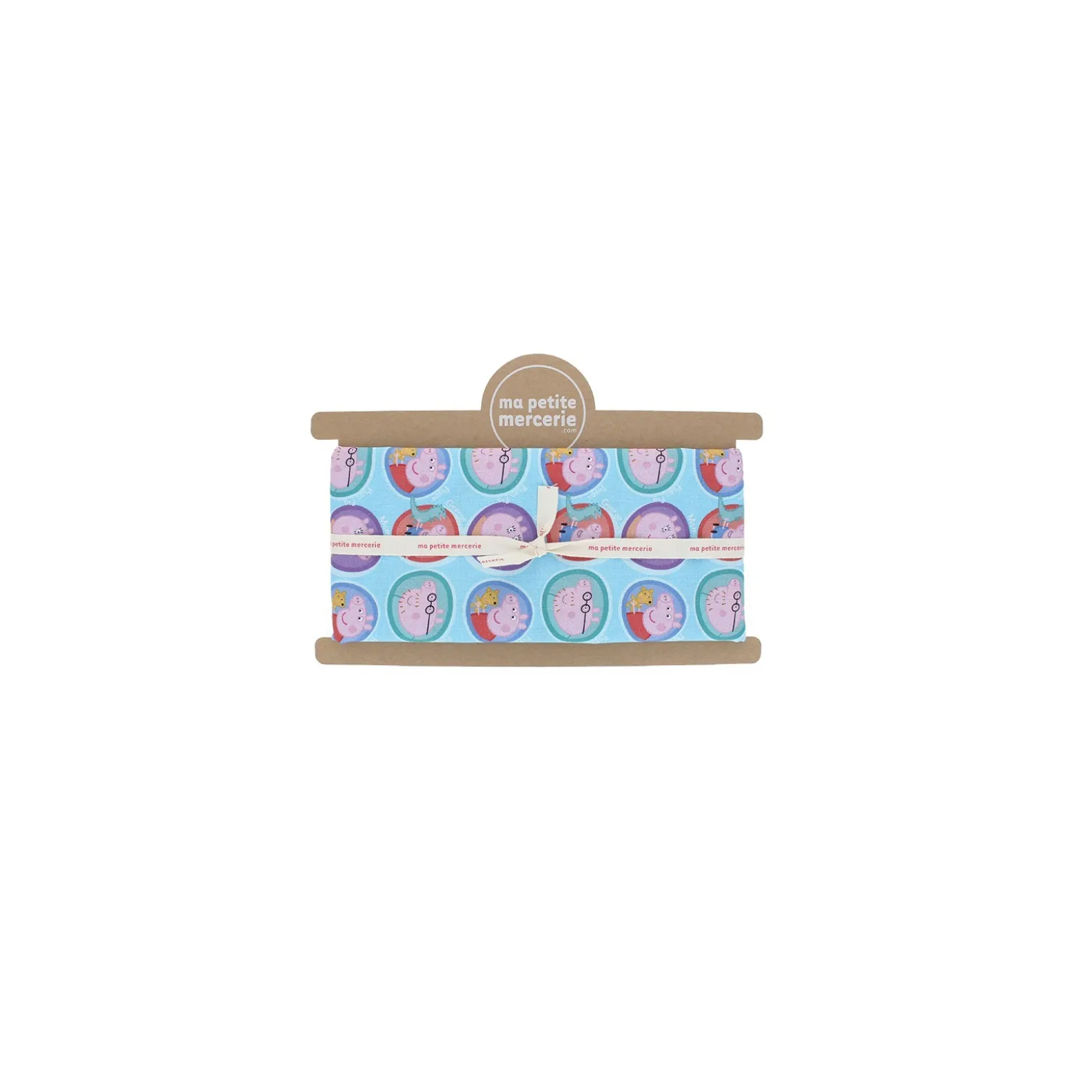Coupon tissu coton cretonne Peppa Pig's family - bleu (50 cm x 150 cm)