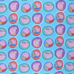 Coupon tissu coton cretonne Peppa Pig's family - bleu (50 cm x 150 cm)