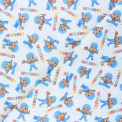Coupon tissu coton cretonne Pocoyo - blanc (50 cm x 150 cm)