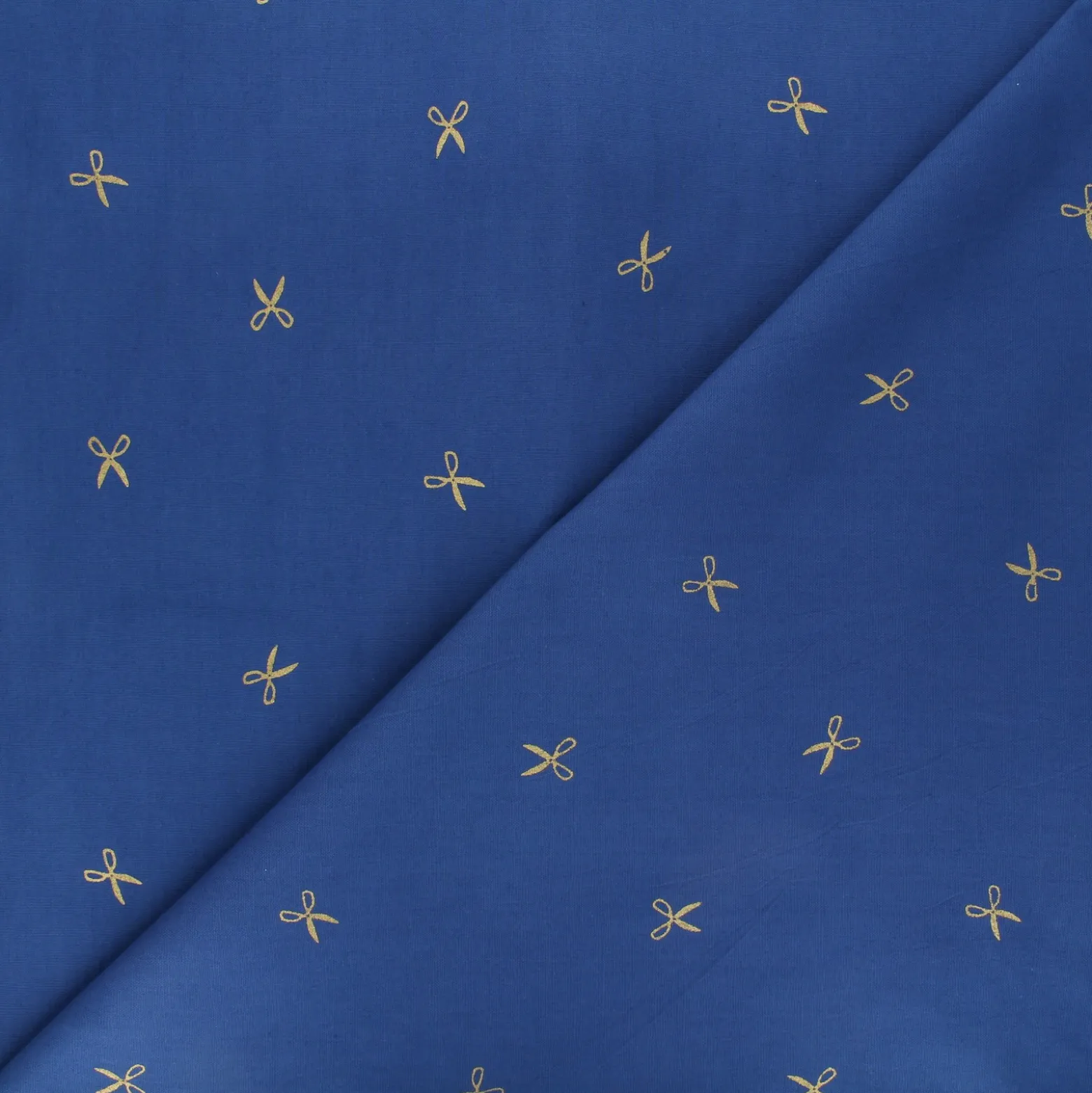 Coupon tissu coton Hoffman Fabrics Batiks Ciseaux - bleu (50 cm x 110 cm)