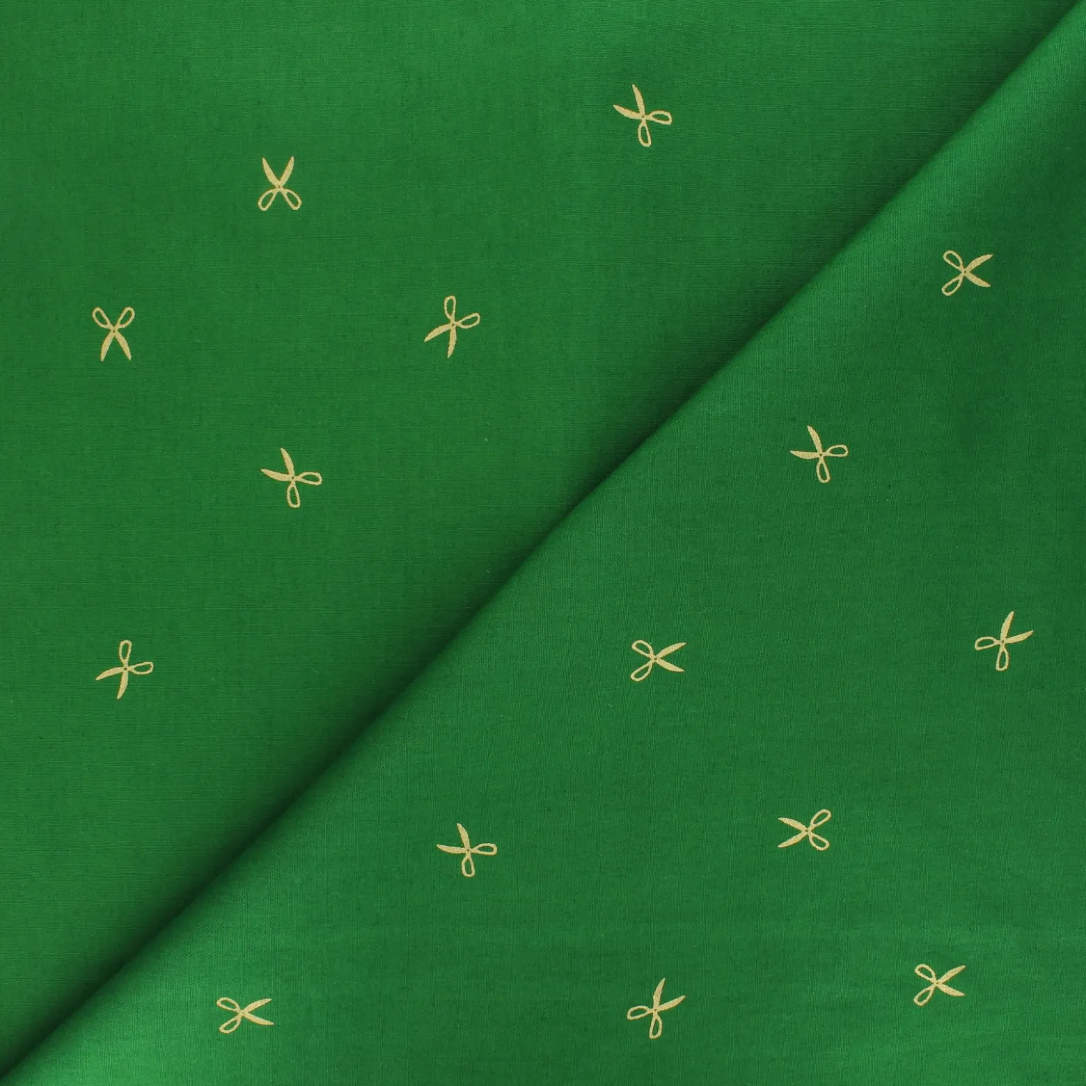 Coupon tissu coton Hoffman Fabrics Batiks Ciseaux - vert (50 cm x 110 cm)