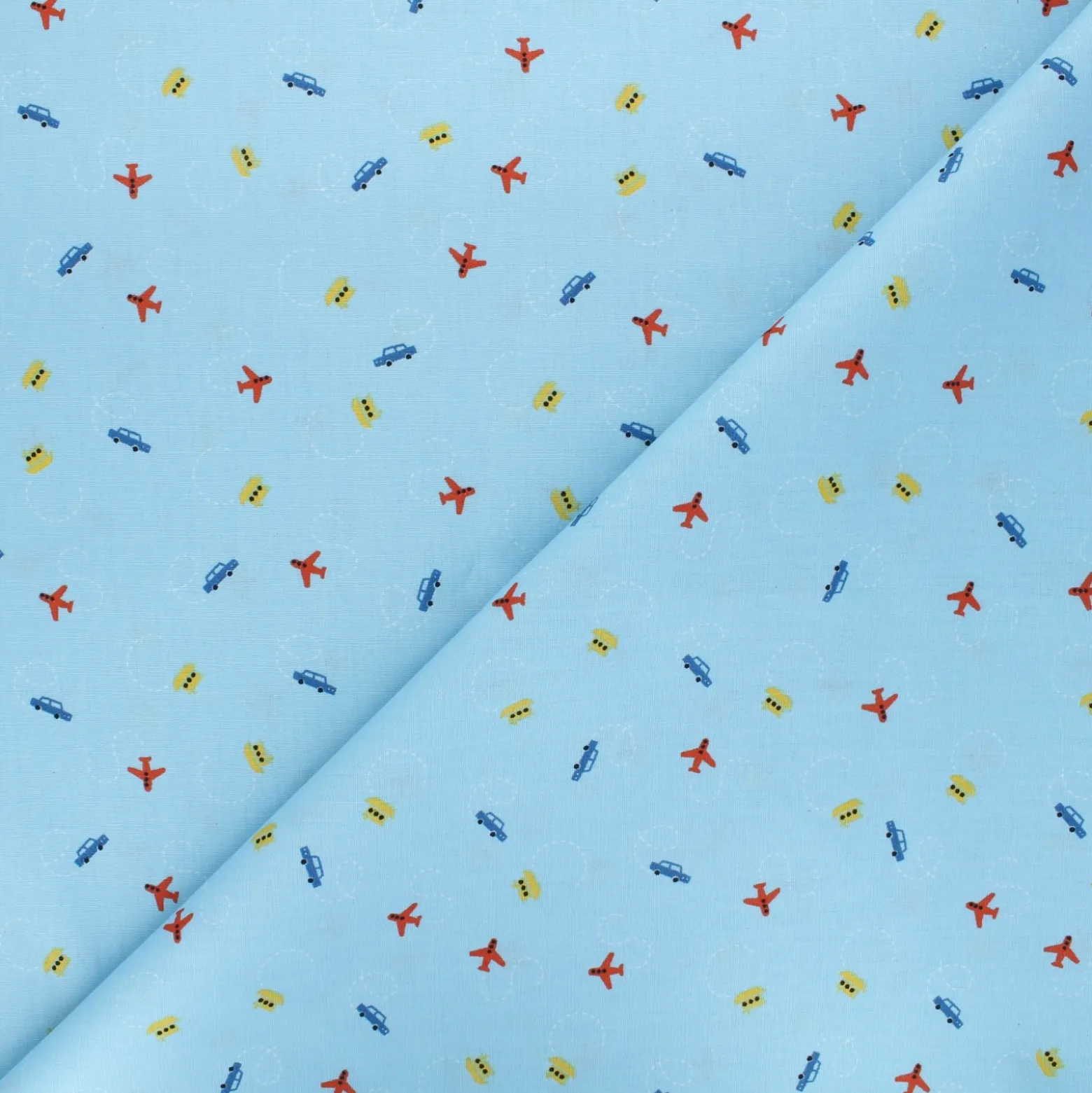 Coupon tissu popeline de coton Poppy Tiny Traffic - bleu glacier (50 cm x 145 cm)
