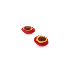 Demi-boule en laine bouillie Rouge / Marron x2