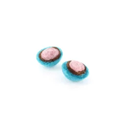 Demi-boule en laine bouillie Turquoise / Rose x 2
