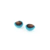 Demi-boule en laine bouillie Turquoise / Marron x 2