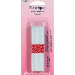 Elastique 25 mm tissé souple blanc - long. 1 m - Couture loisirs