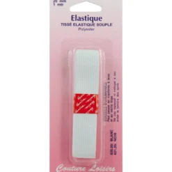 Elastique 20 mm tissé souple blanc - long.1 m - Couture loisirs