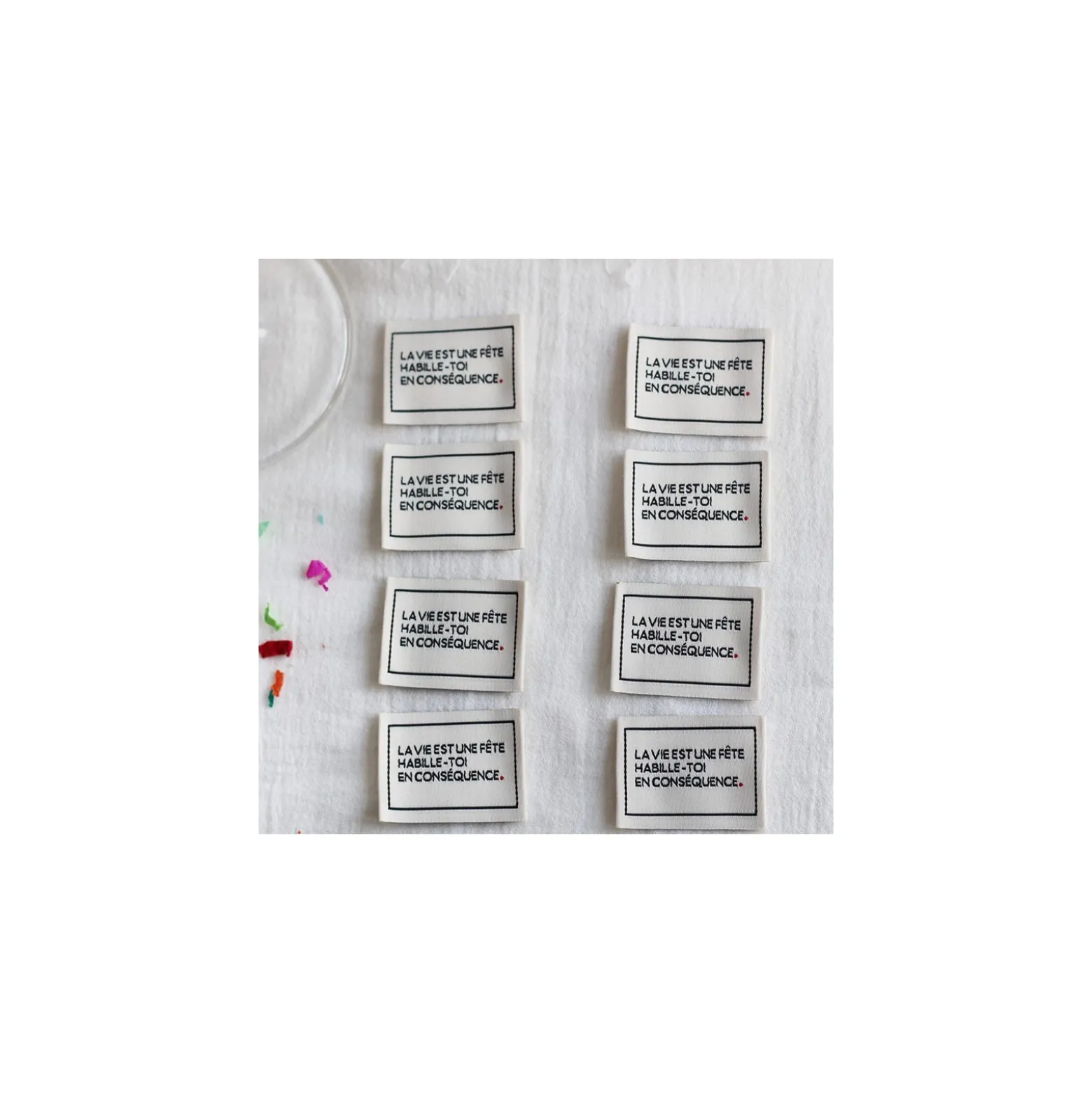Etiquettes à coudre La Petite Maison Couture - La vie est une fête (lot de 8)
