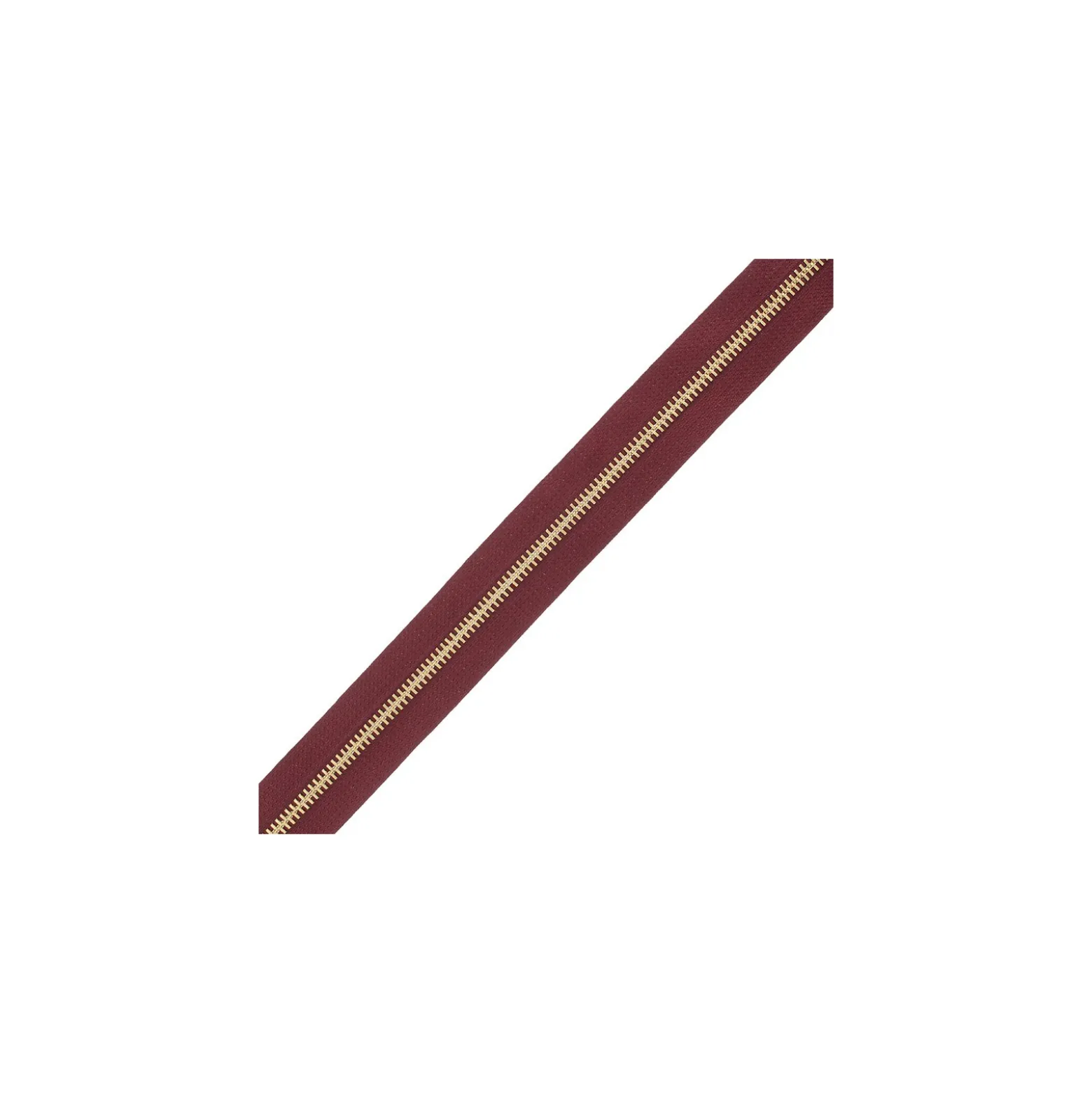 Fermeture Eclair® au mètre laiton - bordeaux