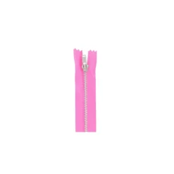 Fermeture à glissière alu non séparable fluo rose