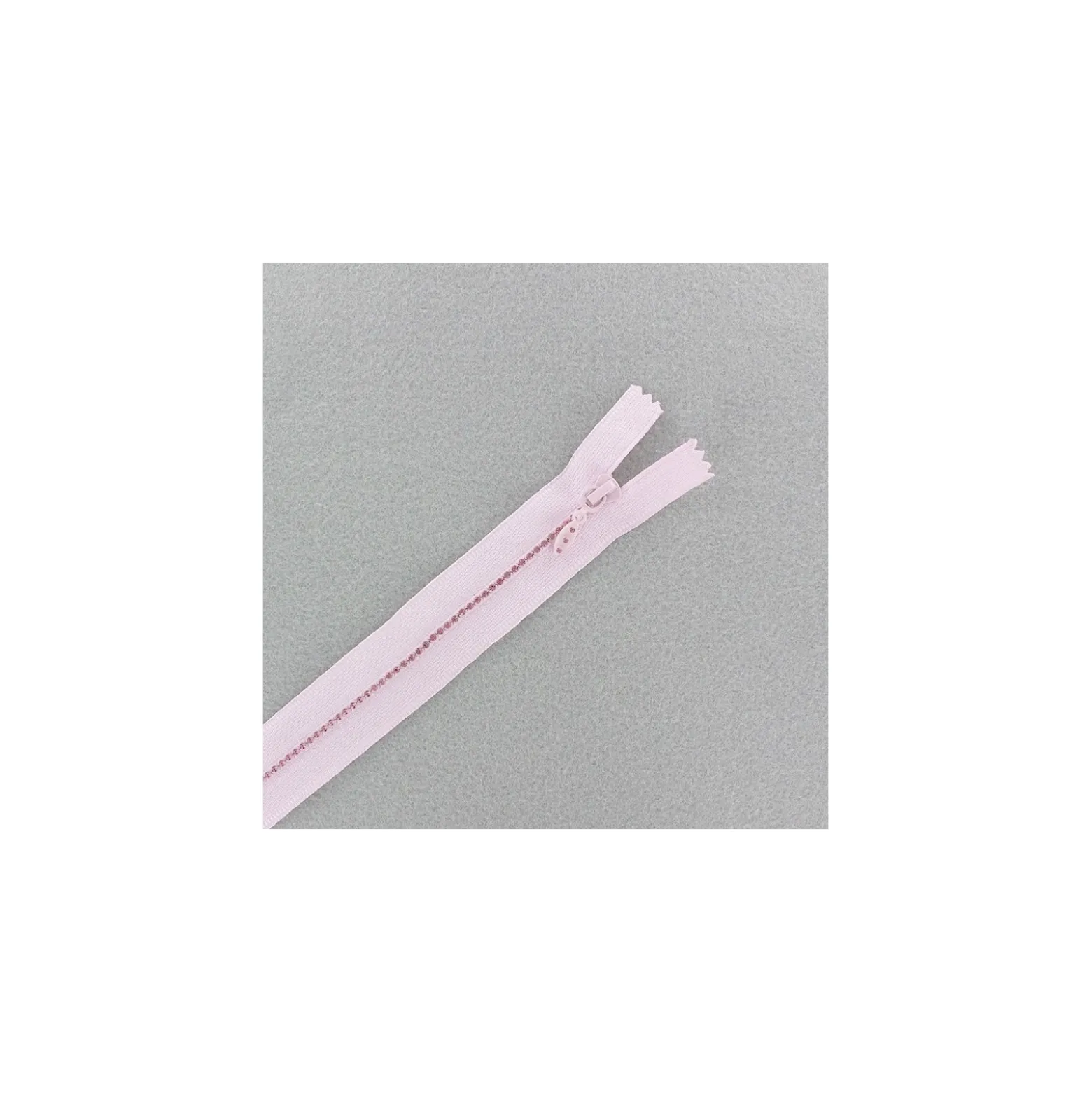 Fermeture à glissière fantaisie non séparable strass - rose dragée