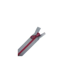 fermeture à glissière non séparable synthétique bicolore - gris/framboise -