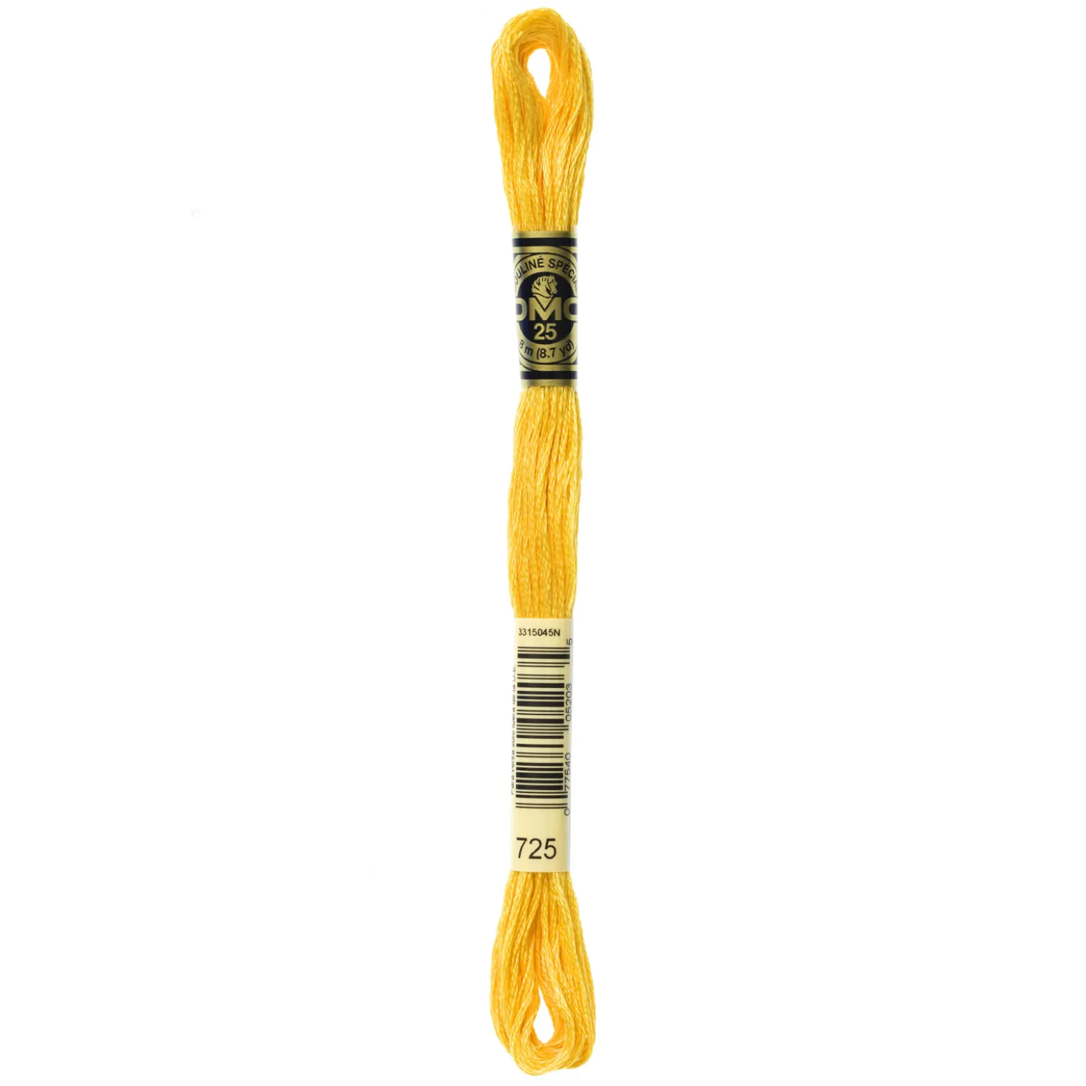 Fil mouliné à broder DMC - 8m - 725 - jaune bouton d'or