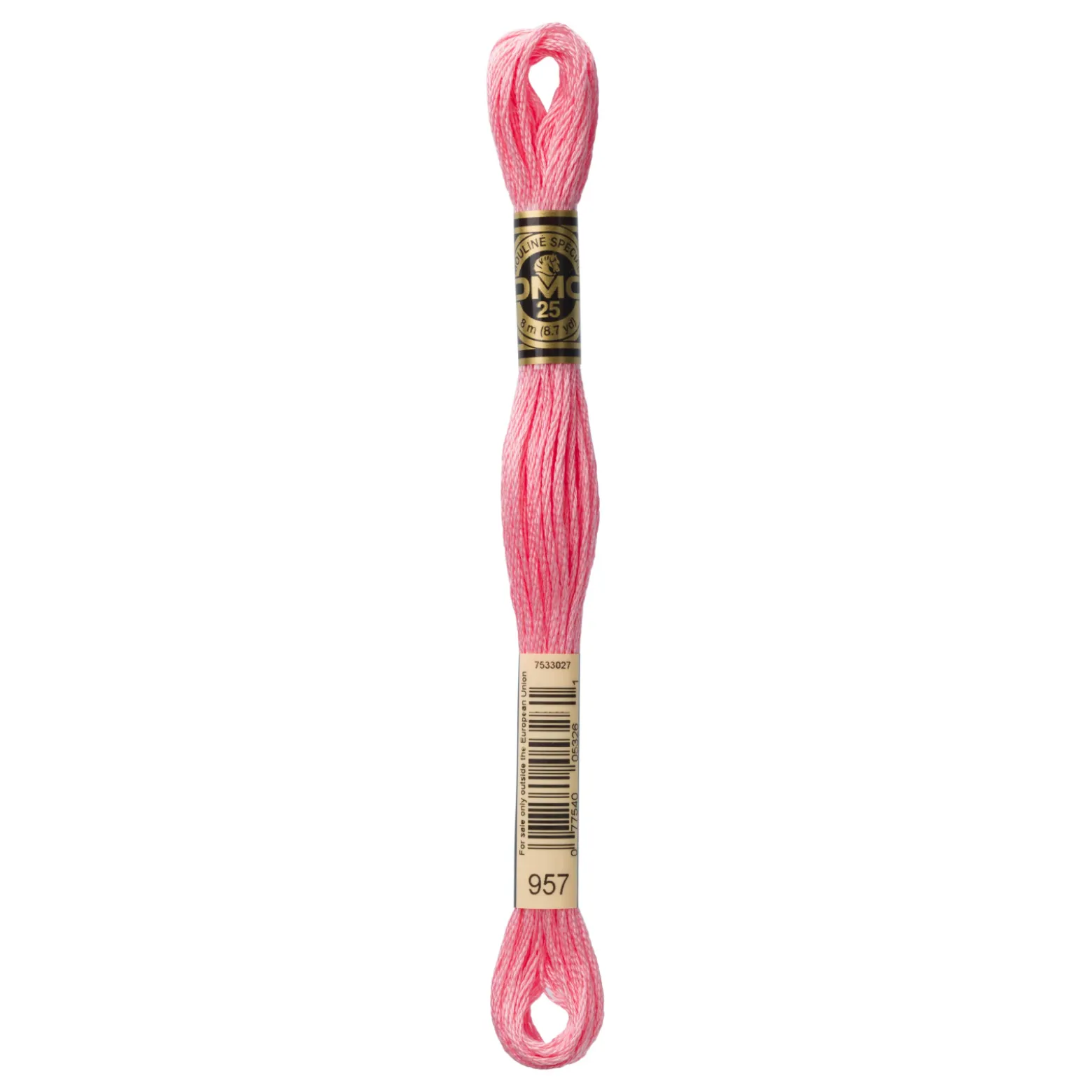 Fil mouliné à broder DMC - 8m - 957 - rose vif