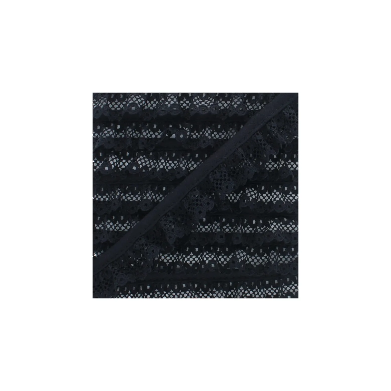 Galon Dentelle Froncée 20 mm - Noir