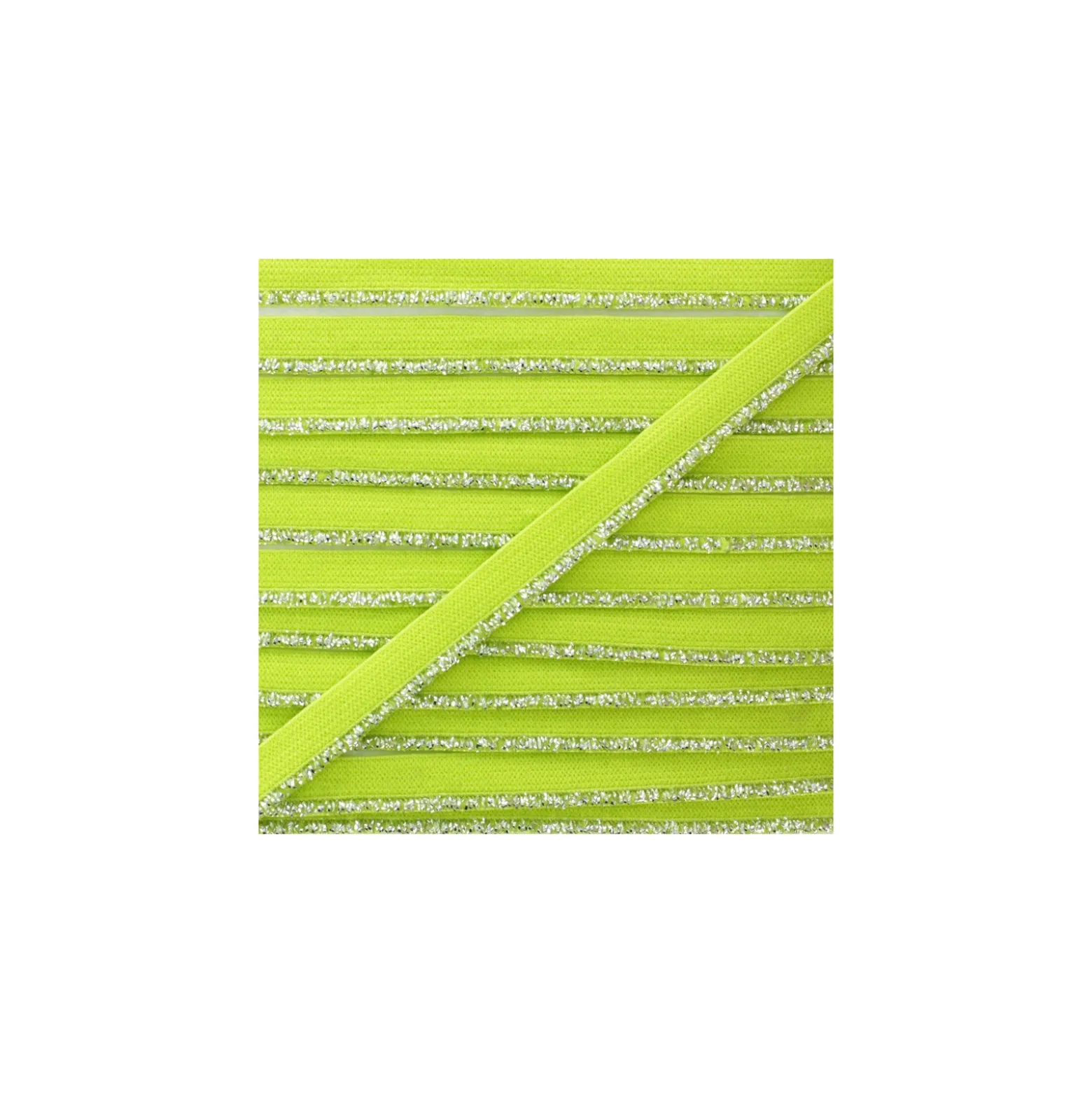 Galon Elastique Lurex Argent - Vert Anis