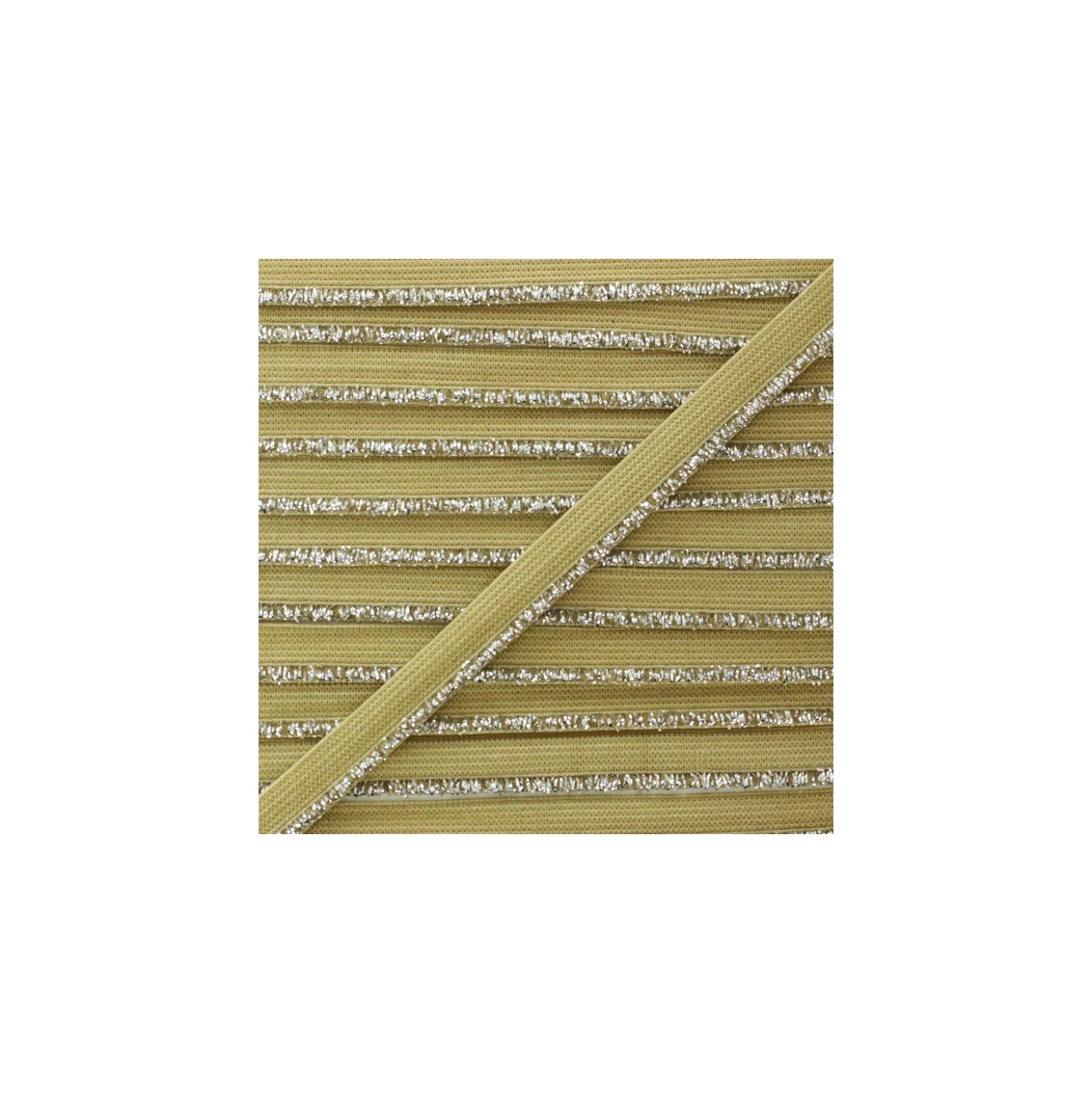 Galon Elastique Lurex Argent - Noisette