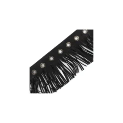 Galon oeillets/ franges simili cuir 105 mm - noir x 50 cm