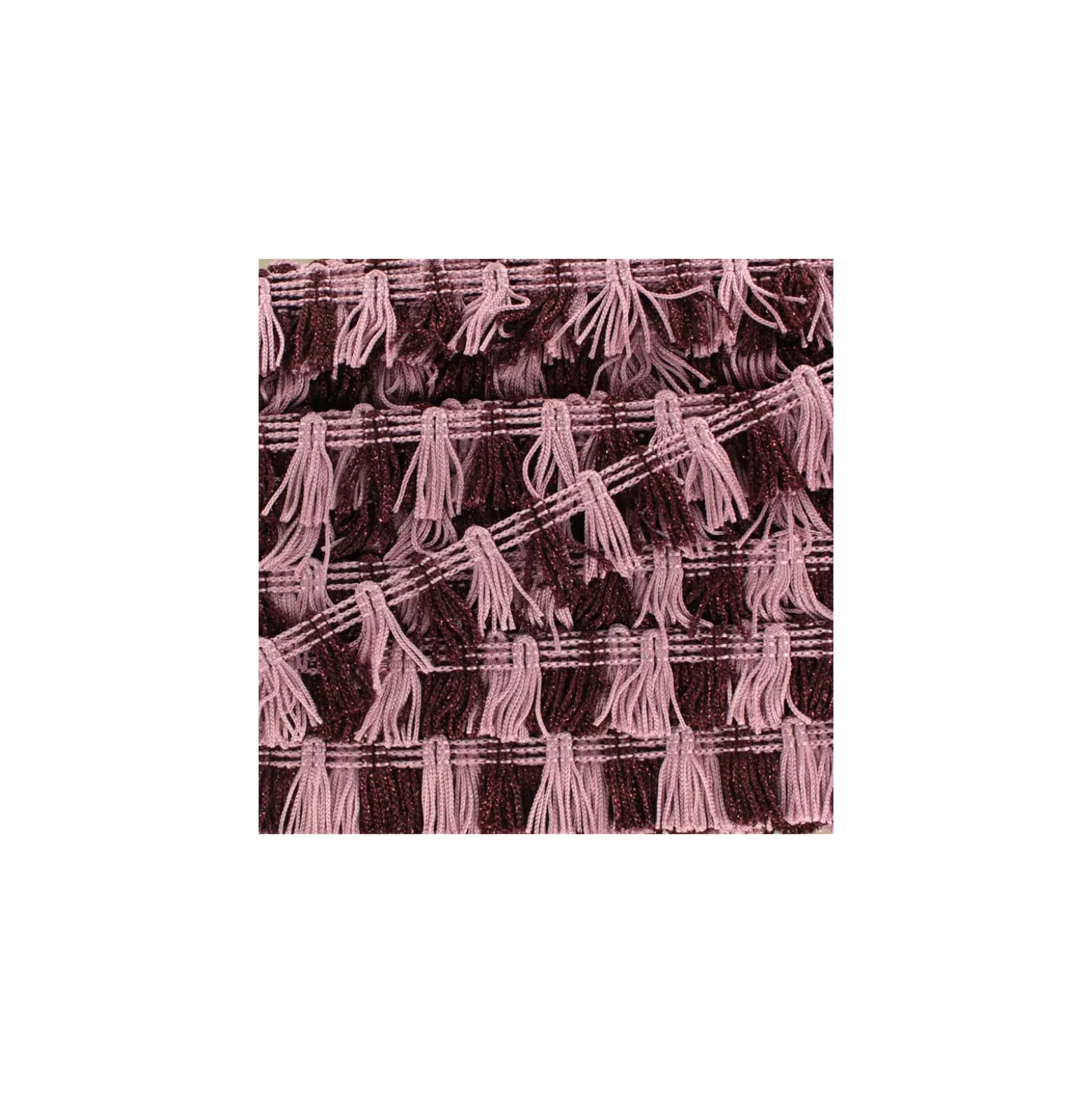 Galon Petits Pompons à Franges Lurex - Bordeaux/Rose