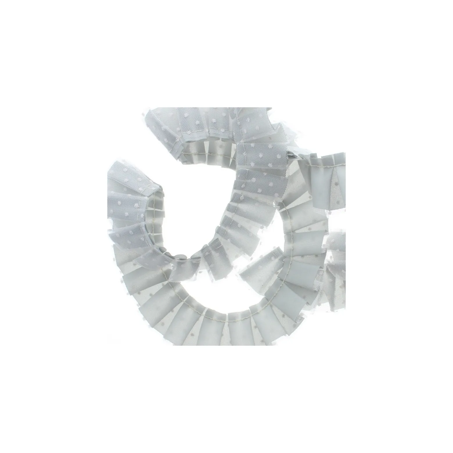 Galon Plissé Tulle Plumetis - Gris Perle x 50cm