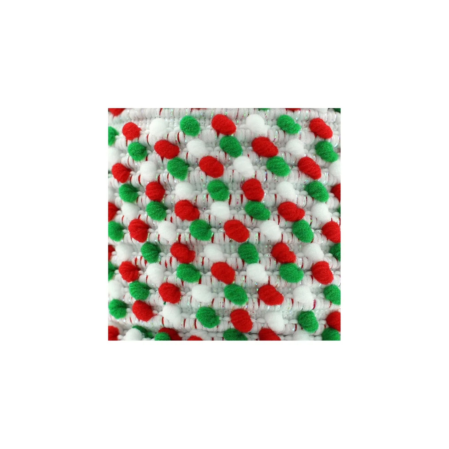 Galon pompon lurex 11 mm - blanc