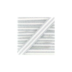 Galon rayures lurex 15 mm - argent/blanc
