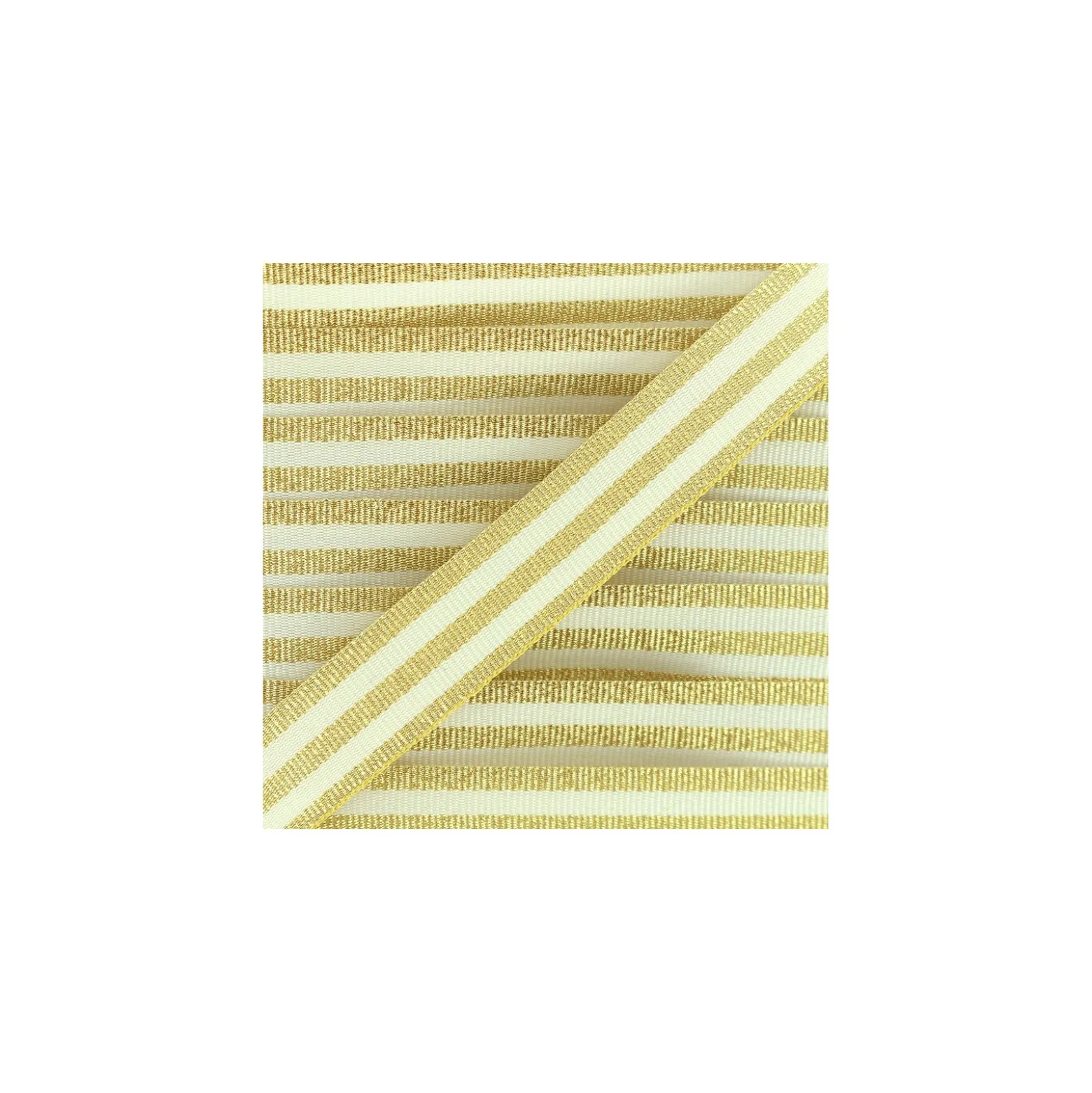 Galon rayures lurex 15 mm - doré/écru