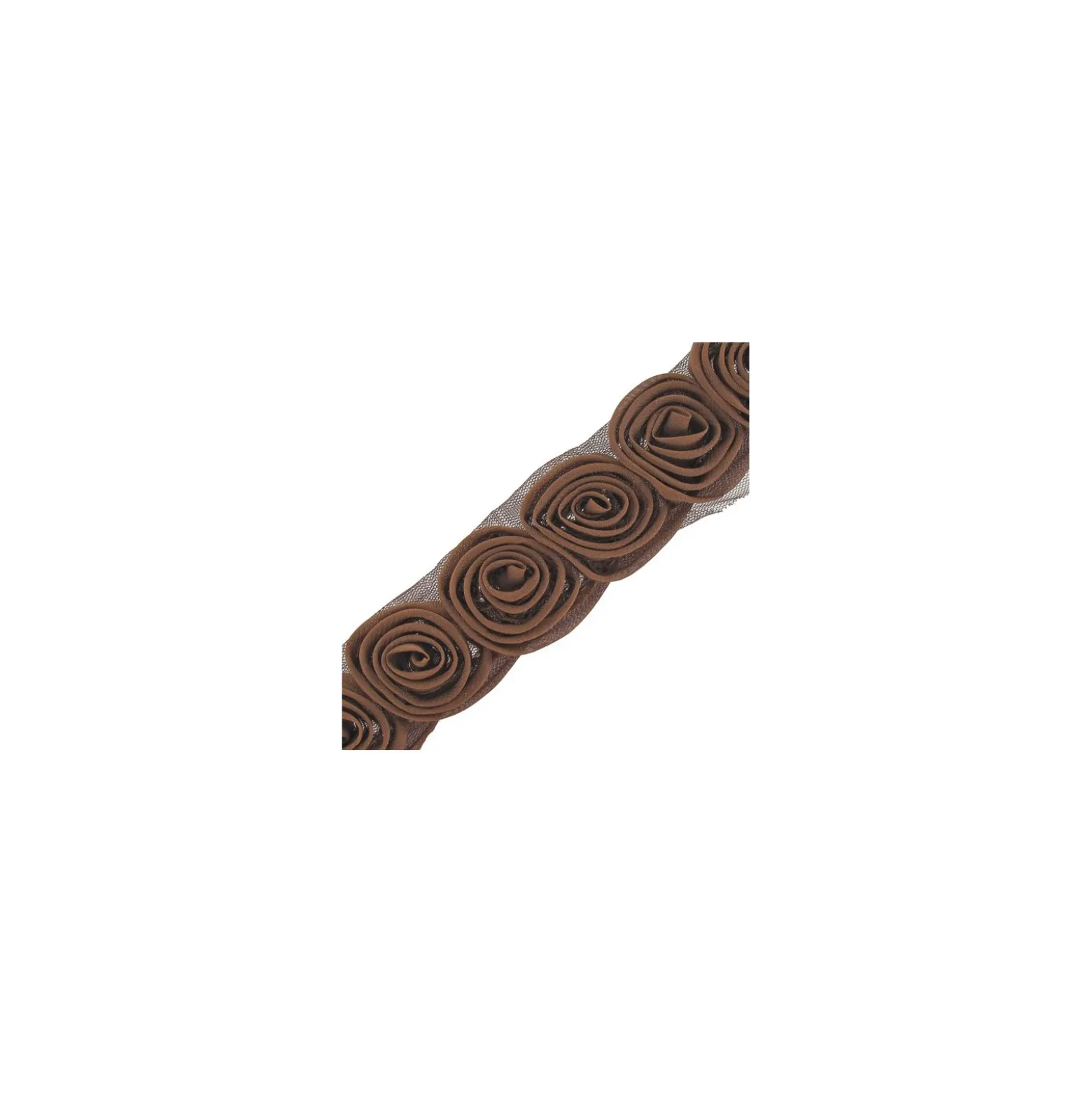 Galon rose sur tulle marron x 50 cm