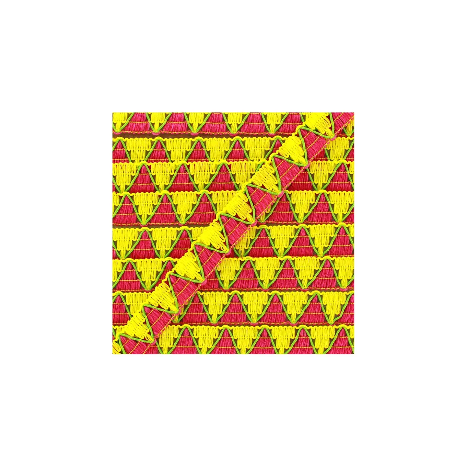 Galon réversible ZigZag - jaune/rose