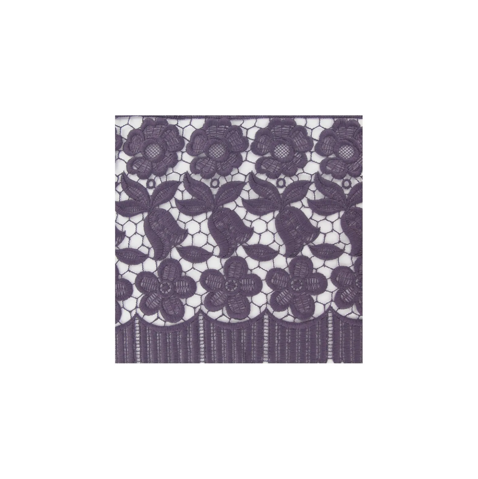 Guipure Fleurs Adèle 23 cm parme x 50cm