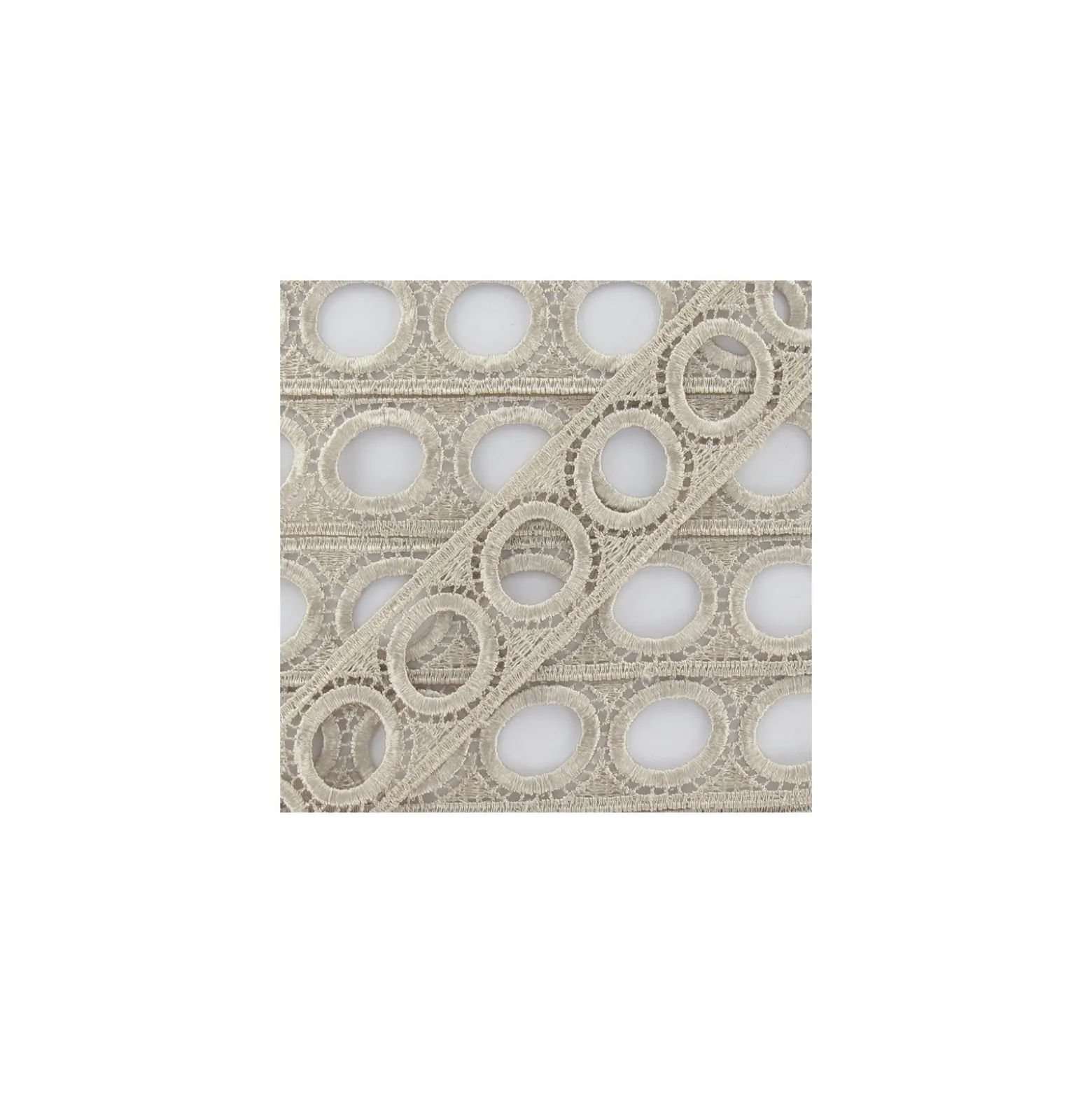 Guipure passe tringle 30mm beige