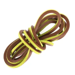 Lacet plat en cuir3 mm - Marron vert (vendu à l'unité)