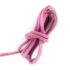 Lacet plat en cuir3 mm - Rose bonbon (vendu à l'unité)