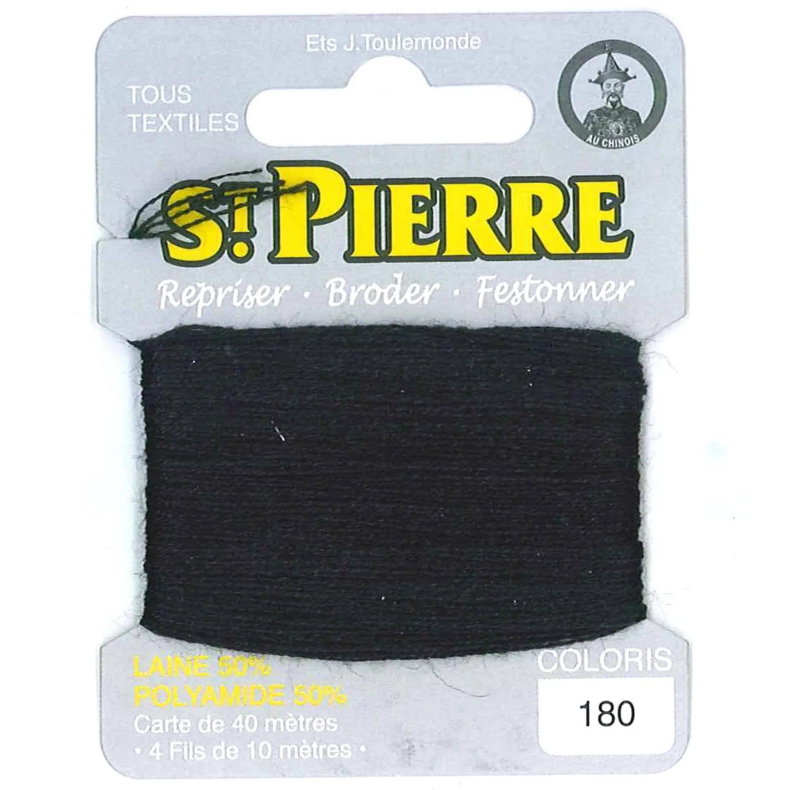 Laine Saint Pierre pour repriser / broder - noir n°180