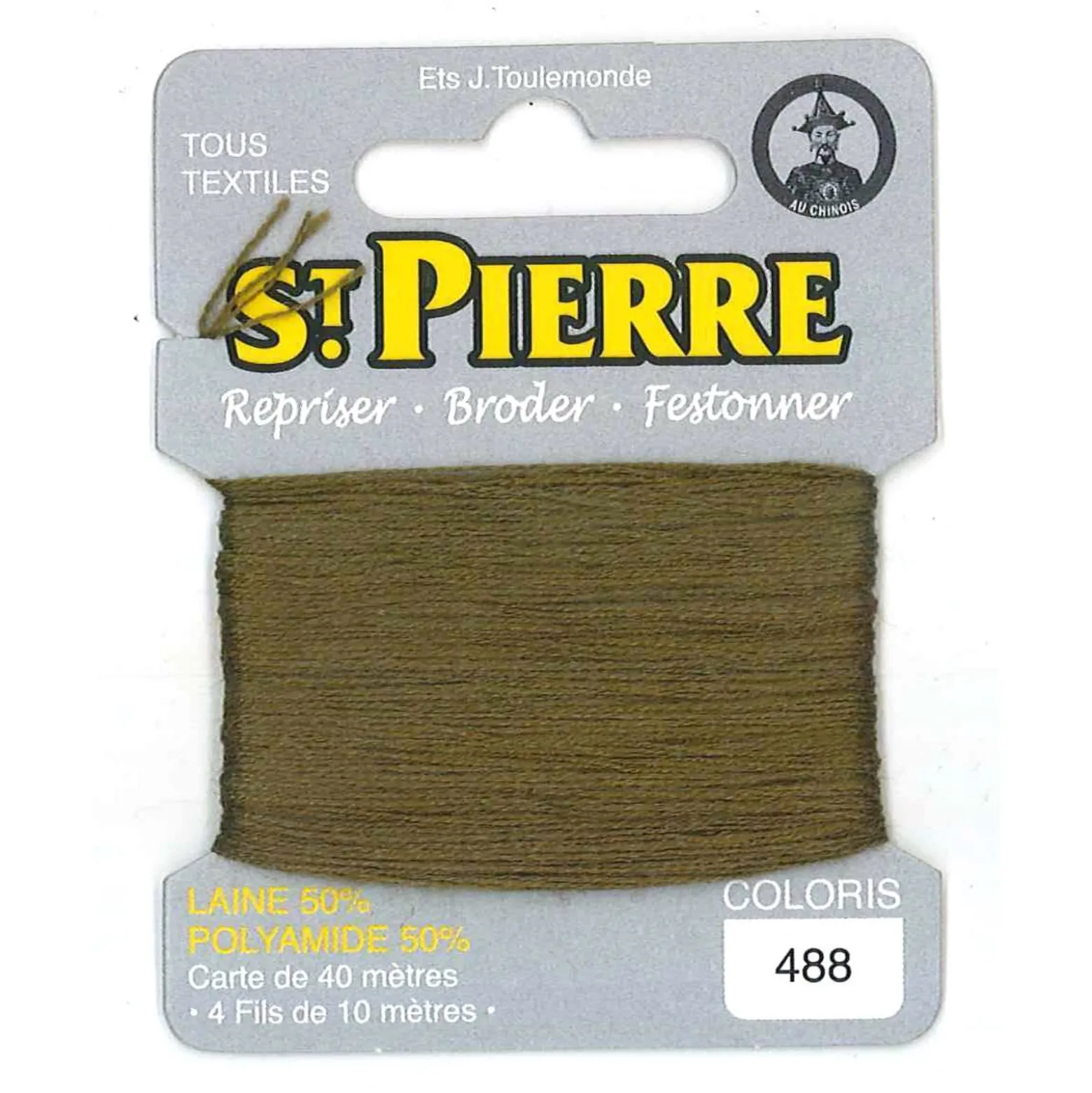 Laine Saint Pierre pour repriser / broder - kaki n°488