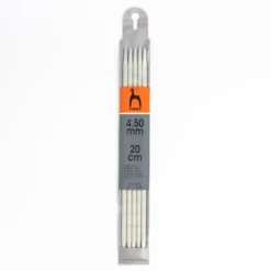 Lot de 5 Aiguilles à tricoter en aluminium 20 cm n°4.50 mm