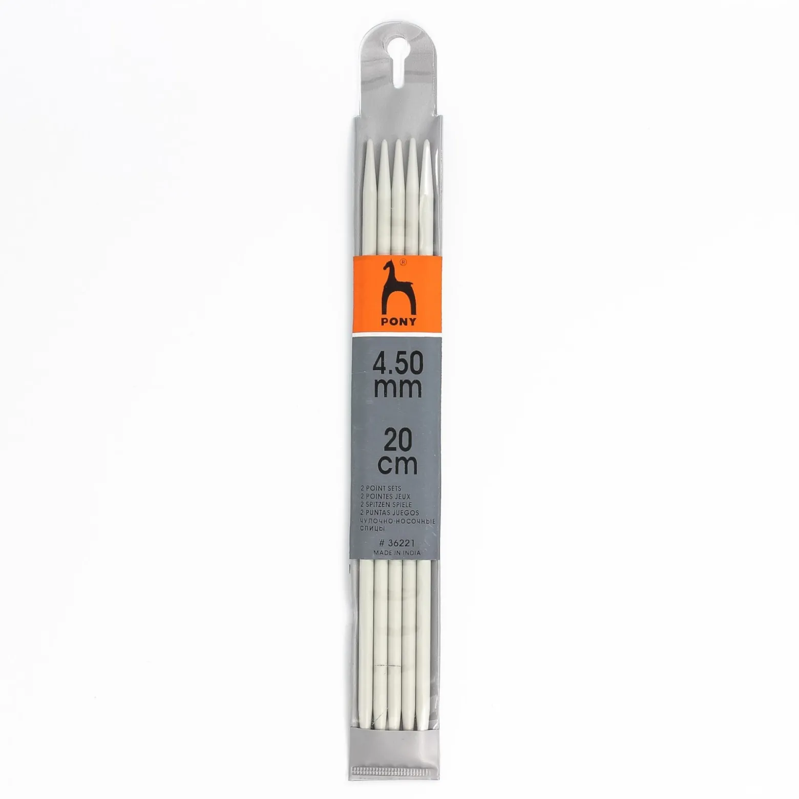 Lot de 5 Aiguilles à tricoter en aluminium 20 cm n°4.50 mm