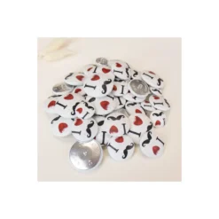 ♥ Lot de Boutons Moustaches (sachet de 39 boutons) - blanc ♥